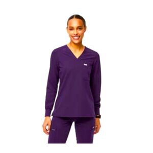 Figs Women’s Longsleeve Catarina One-Pocket Scrub Top - 2XL / Purple Jam